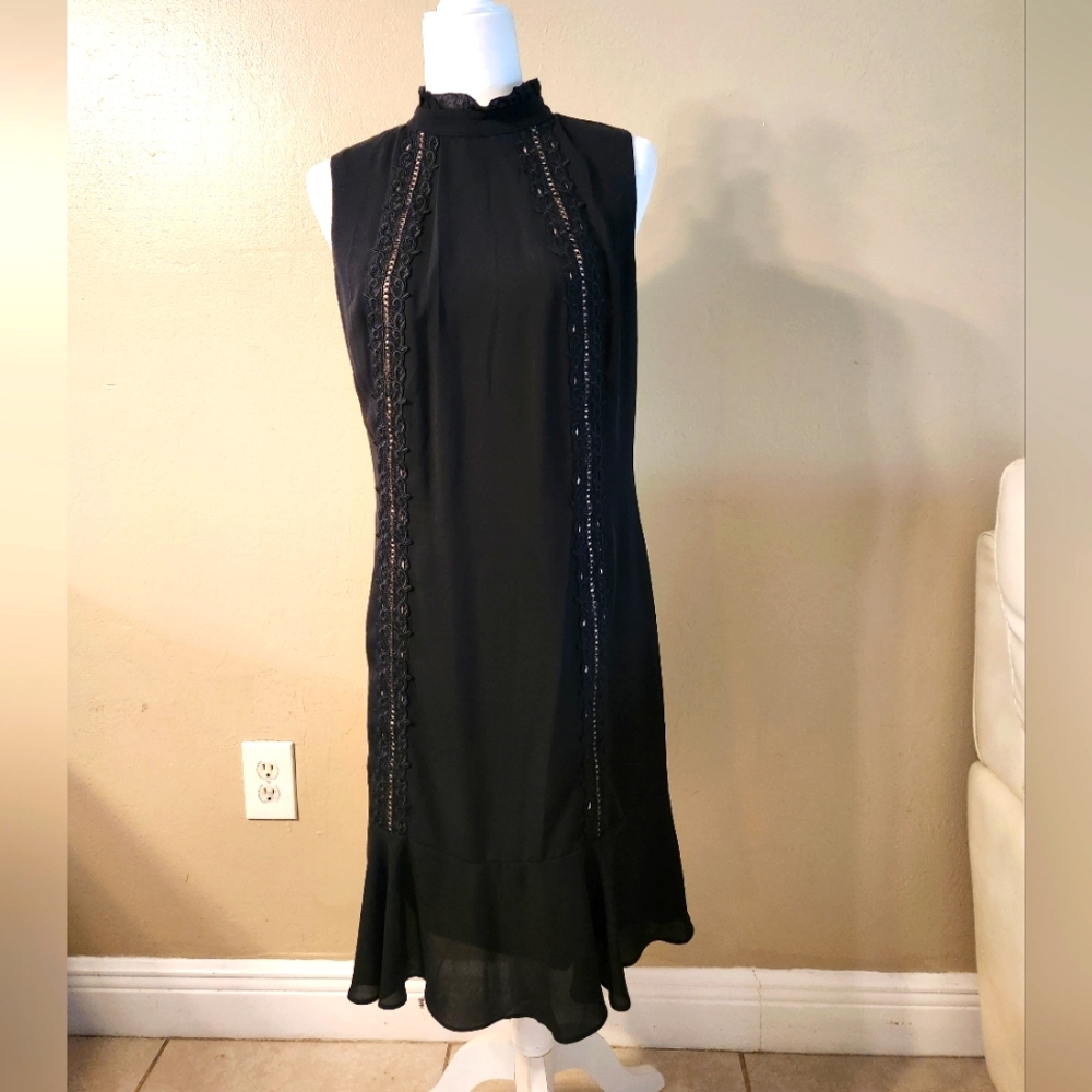 Medium length black dress 40" long 18" pit to pit